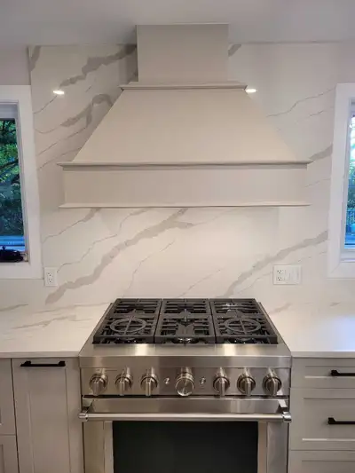 Brand new - never installed wood hood fan cover. Will fit any standard 36" fan. Perfect for any kitc...