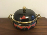 Vintage Antique MULTIWARE Enamel COPPER BRASS Handle Lid Pot