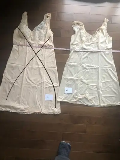 Vintage Ladies Full slips - ivory, beige and navy, View more