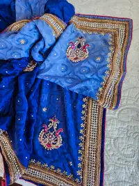 Saree set with jewellery (Chiffon, beaded)