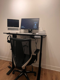  SHW Height Adjustable Standing Desk with Ergonomic Chair