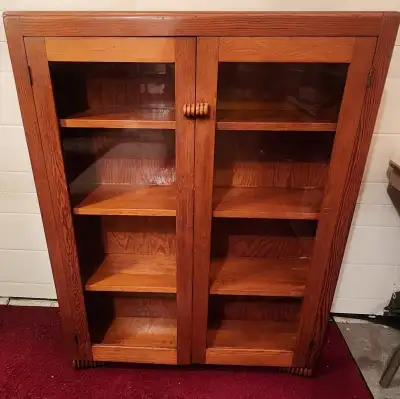 Beautiful Antique Art Deco 2 Glass Door Bookcase 36in x 11in x 4, View more