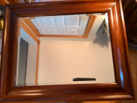 Lg Antique/Vintage Beveled Mirror in an Maple/Oak Frame