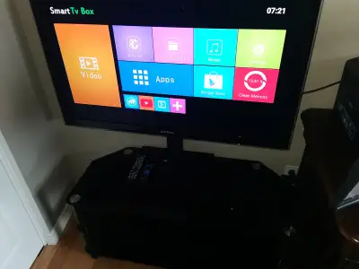 SAMSUNG 46" TV + Glass TV stand + Free T9 TV box, View more