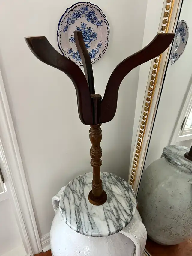 Vintage Marble Top Wood Pedestal Side Table in Other Tables in Markham / York Region - Image 6