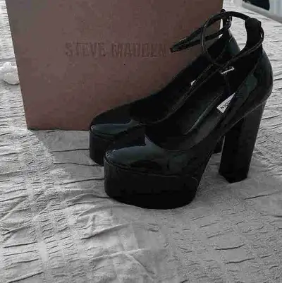 NEW: black patent leather stilettos -size 9, View more