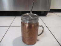 Stainless Steel/Copper Mason Drinking Jar With Straw Like New