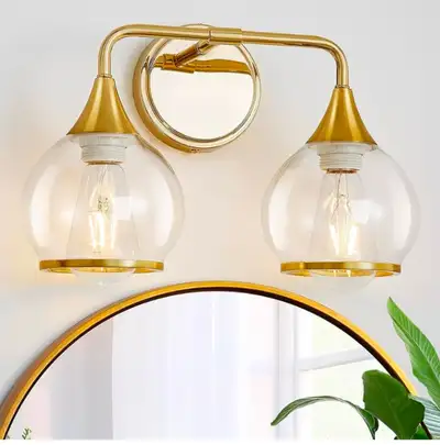 2-Light gold Bathroom  Vanity Light Fixture, brand new, View more