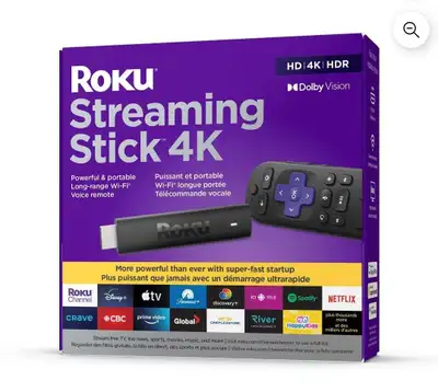 I'm offering a new Roku Streaming Stick 4K, which delivers powerful and portable streaming with long...