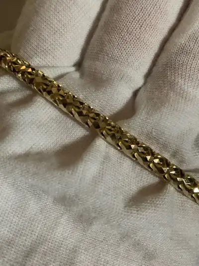10k yellow gold wheat link chain, View more