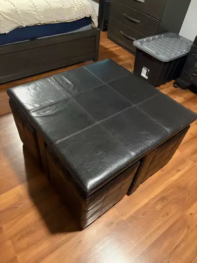 5 piece black ottoman coffee table set, View more