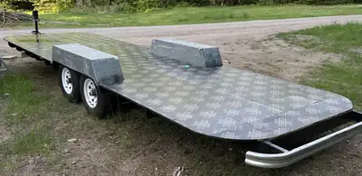28’ x 87" refurbished trailer. New 12 volt electric jack, two underbody holding tanks, all new axles...