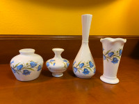 4 Mini Crown Staffordshire Bone China Bluebell Flowers Bud Vases