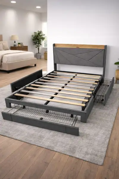 Product Description Upgrade your bedroom with this modern storage bed frame, designed for both style...