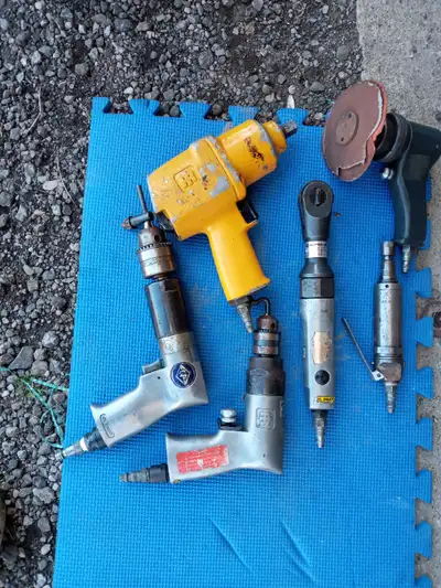 Ingersall Rand 1/2 impact IR 1/2 Drill 1/2 " Ratchet IR 3/8" Drill Urya 1/4" die grinder Sander All...