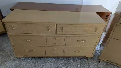 Very Good Condition Clean drawers that work well. Solidwood Mid Century Modern Accent Dresser Sidebo...