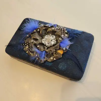 Dark Blue Clutch or Evening Bag/ Wallet. 7.5"W x 4.25"H. $10., View more