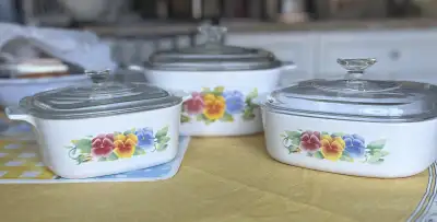 Vintage Corning Ware Summer Blush Casseroles, View more