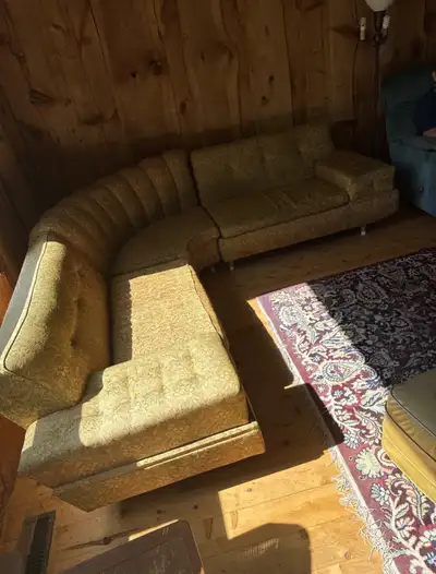 RARE Vintage Curved Sectional Sofa 70s Retro / MCM Style  3 pc, View more