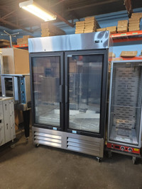 Brand New Double Glass Door 54" Wide Stainless Steel Freezer