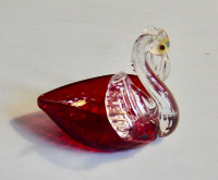 Vintage Murano Italian Art Glass Swan Figurine-Ruby Glass Bowl