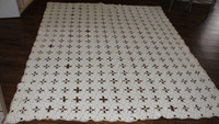 Vintage Crochet Bedspread, Cream Cotton
