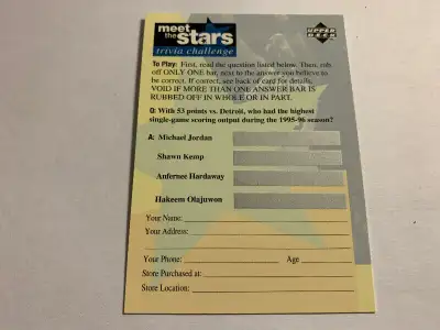 1996 Upper Deck CC Michael Jordan Meet The Stars Unscratched., View more
