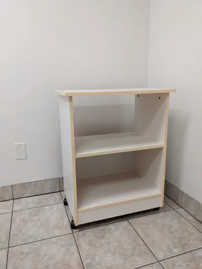 3-Tier Wooden Shelving Unit on Wheels, White, View more