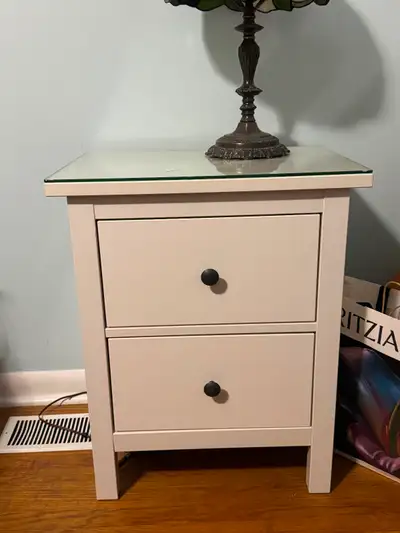 IKEA Hemnes Nightstand with glass protective, View more
