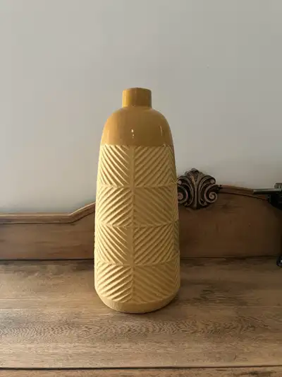 Ceramic Vase Yellow - 14.5” high, 6” diameter bottom , View more
