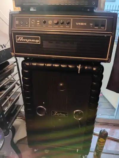 ampeg v4bh head 2000s reissue and a kustom leatherback cab, View more