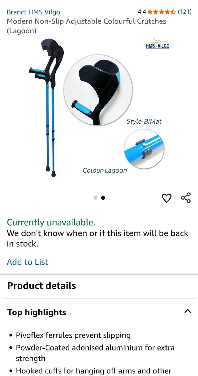 ✅️2X HMS Vilgo Crutches Non-slip forearm (Mint Condition) in Health & Special Needs in City of Toronto - Image 4