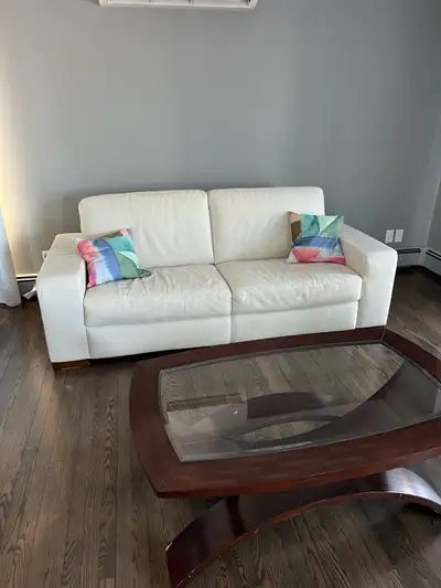 2 Sofas - White Italian Leather, View more