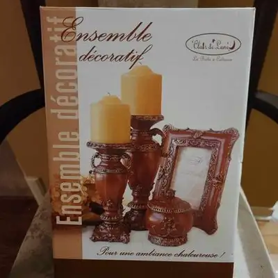 decorative set of 2 candle holders, jewelry box and a 4x6 photo, View more