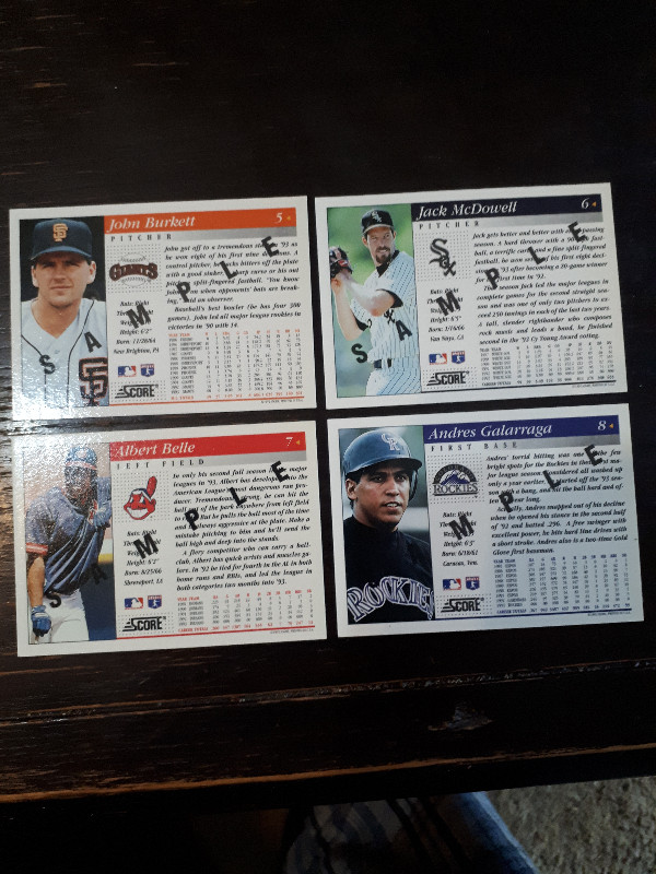 1993 Score Baseball "Sample" Promo 8 Card Complete Set in Arts & Collectibles in Chatham-Kent - Image 4