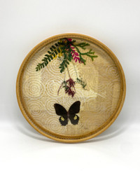 Bamboo tray vintage piece Real butterfly