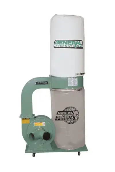 The General International 10-110 M1 2 HP 1550 CFM Dust Collector has been designed for small to medi...