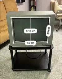 Magnasonic old school TV and TV  stand on wheels 