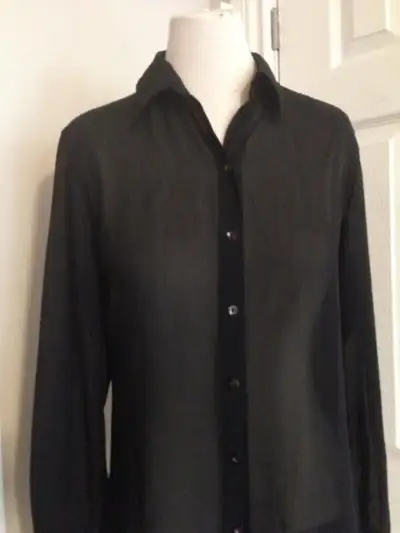 MEXX Women Black Long Sleeve Button Down Dress Shirt, Size 6, View more
