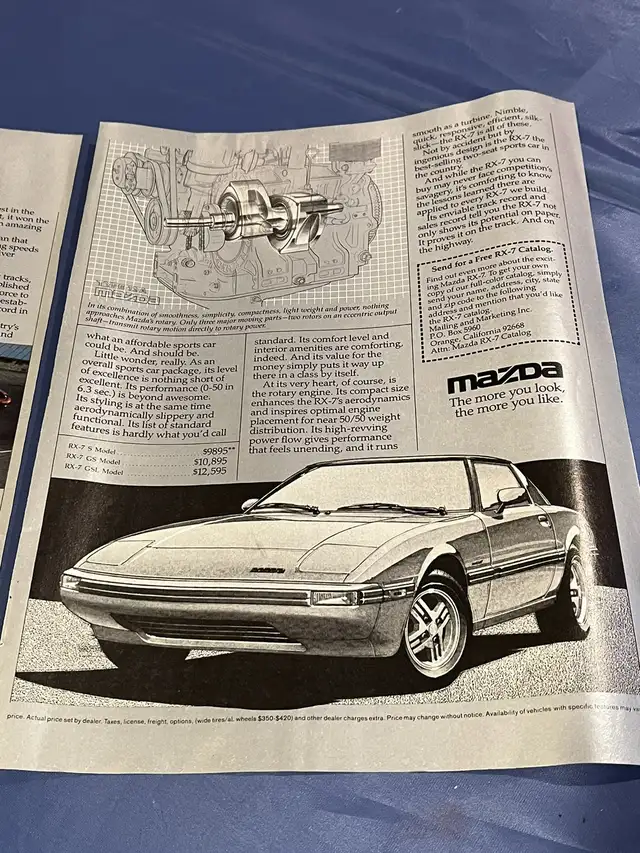 1983 Mazda RX-7 Original 2 Page Ad in Arts & Collectibles in Calgary - Image 3