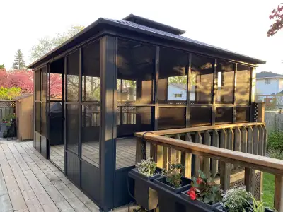WINDSOR ESSEX COUNTY METAL HARDTOP ENCLOSED GAZEBO 12’ x 14’, View more
