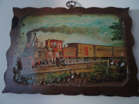 Vintage Print Mounted on Wood Plaque hanging decor