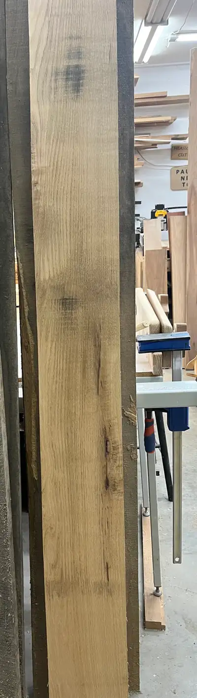 In my shop for over 20 years. Time to let them go. Lol 13 oak planks. All just over 1” thick. Most a...