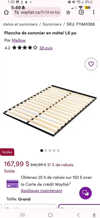 1.6 Inch BunkieBoard / Bed Slat Replacement, Queen, View more