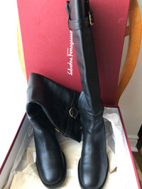 SALVATORE FERRAGAMO SF HIGH Robespierre BLACK BOOTS NWOT in BOX