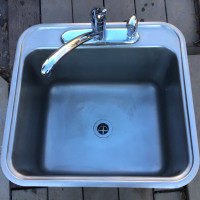 Stainless Steel Laundry Sink w/Faucet -21-1/4" x 20 -3/8" x 12"D