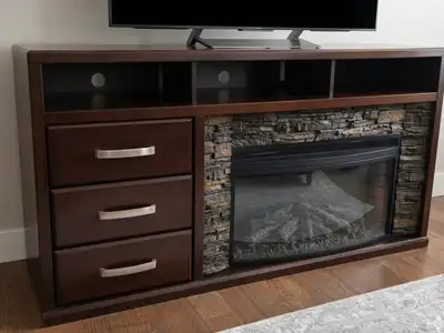TV Stand with Electric Fireplace & 3 Drawers, View more