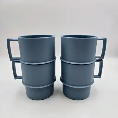 Vintage Tupperware Stacking Mugs 1312-12 Mug Cup Blue Read, View more