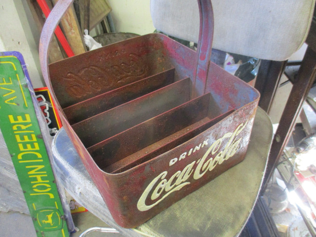 SHABBY CHIC COKE EMBOSSED METAL HANDLED CASE $60 GARDEN PLANTER in Home Décor & Accents in Winnipeg - Image 3
