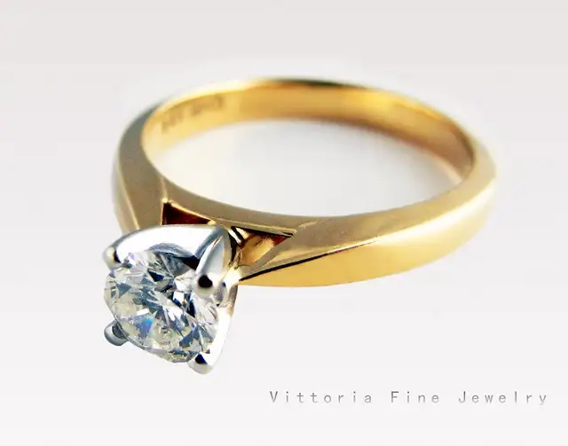 14KT Y/Gold 0.5CT Round Solitary Diamond Ring. Naturally Mined!63735878638083120
